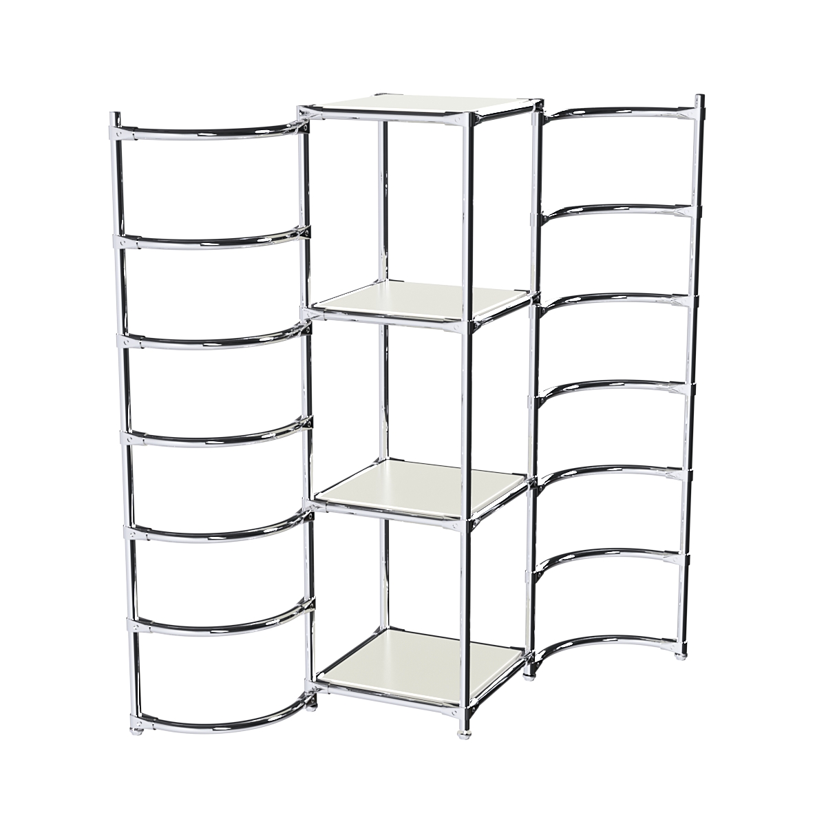 Хромированное вешало ДУГА №1-3 с полками ДСП 16 мм Белый