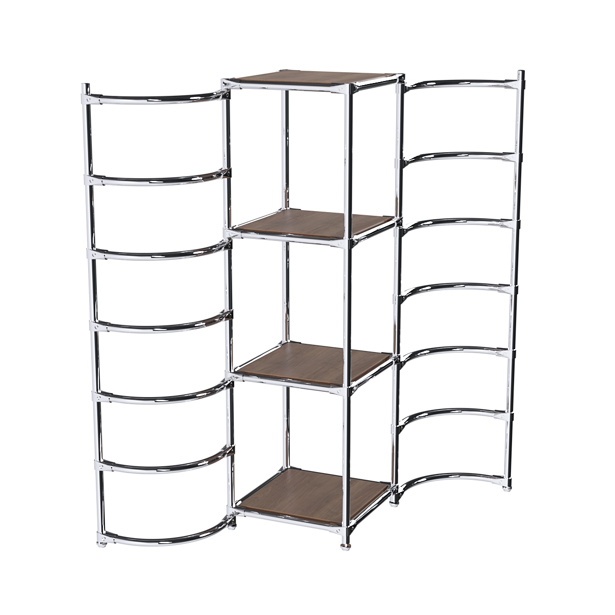 Хромированное вешало ДУГА №1-3 с полками ДСП 16 мм Орех