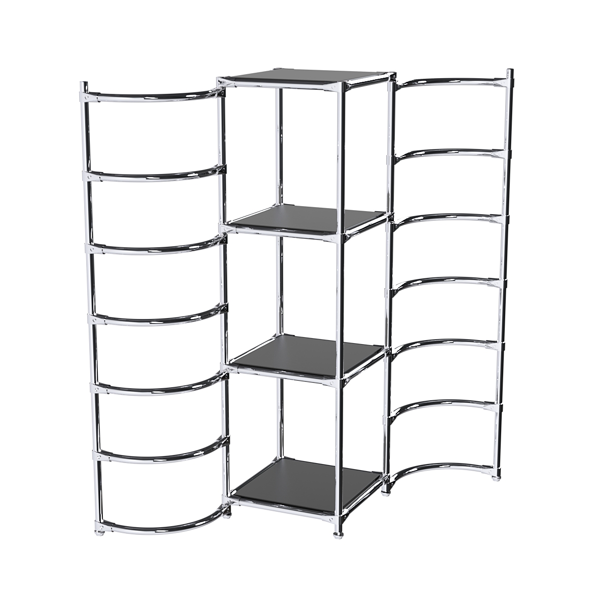 Хромированное вешало ДУГА №1-3 с полками ДСП 16 мм Черный