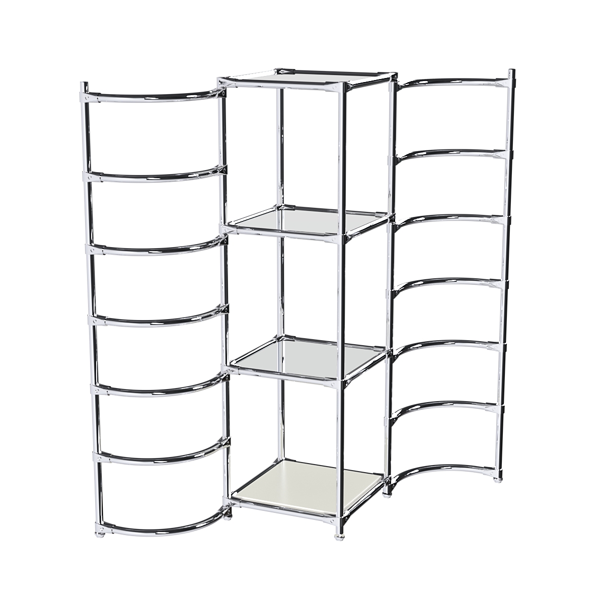 Хромированное вешало ДУГА №1-4 с зеркальными полками 4 мм Белый