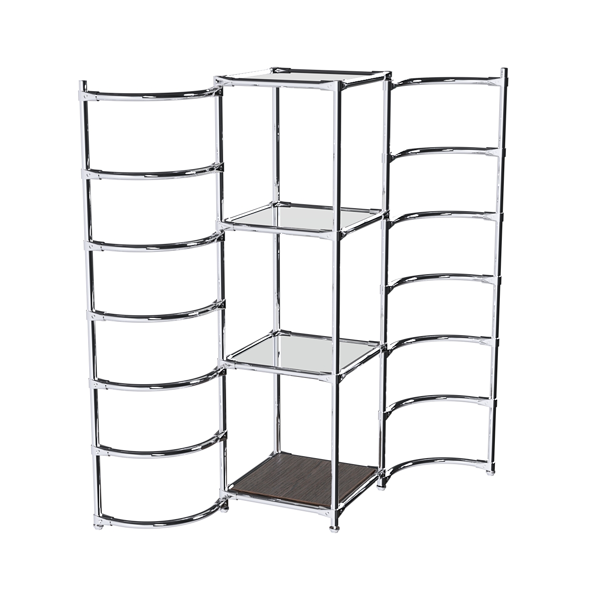 Хромированное вешало ДУГА №1-4 с зеркальными полками 4 мм Дуб Венге