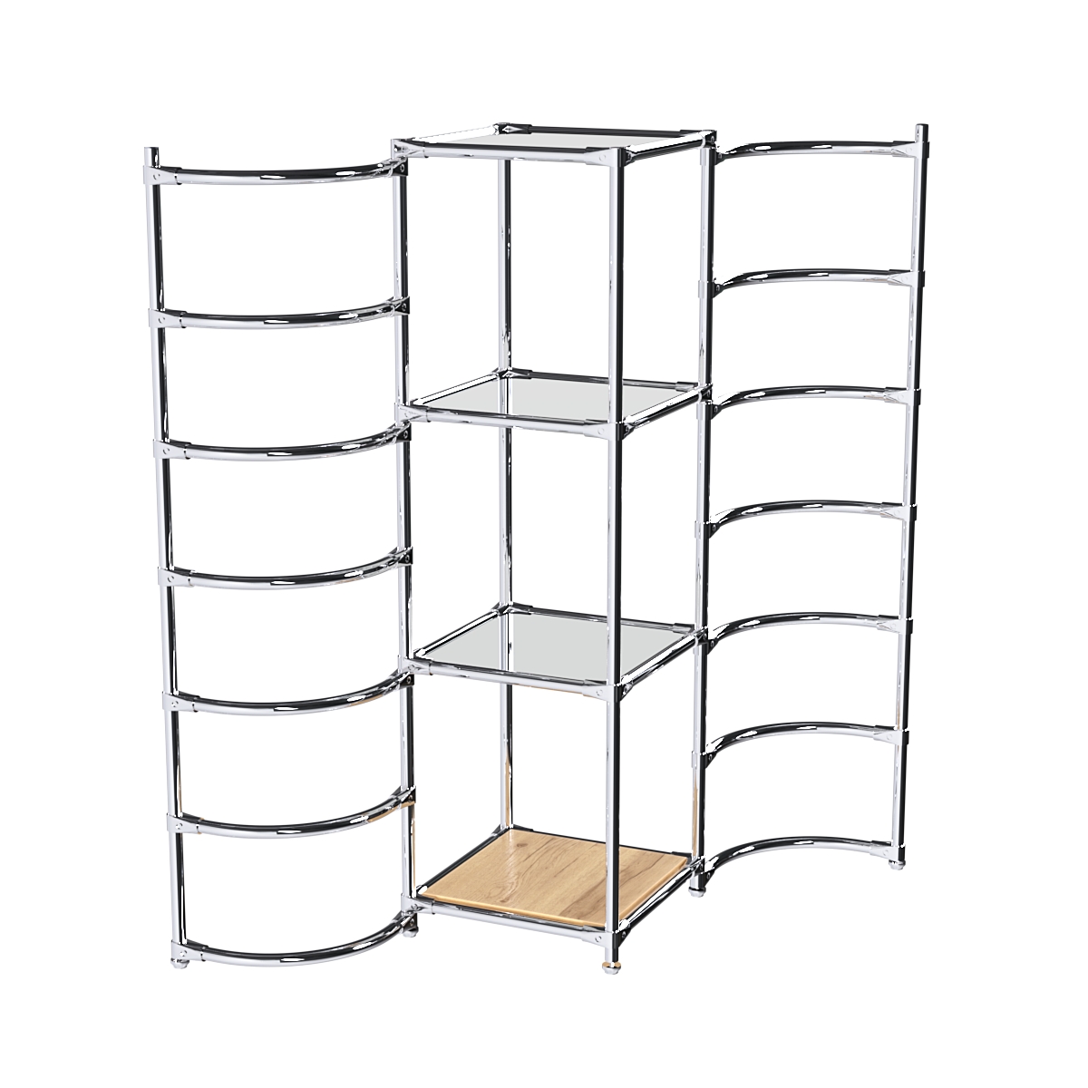 Хромированное вешало ДУГА №1-4 с зеркальными полками 4 мм Дуб Золотистый