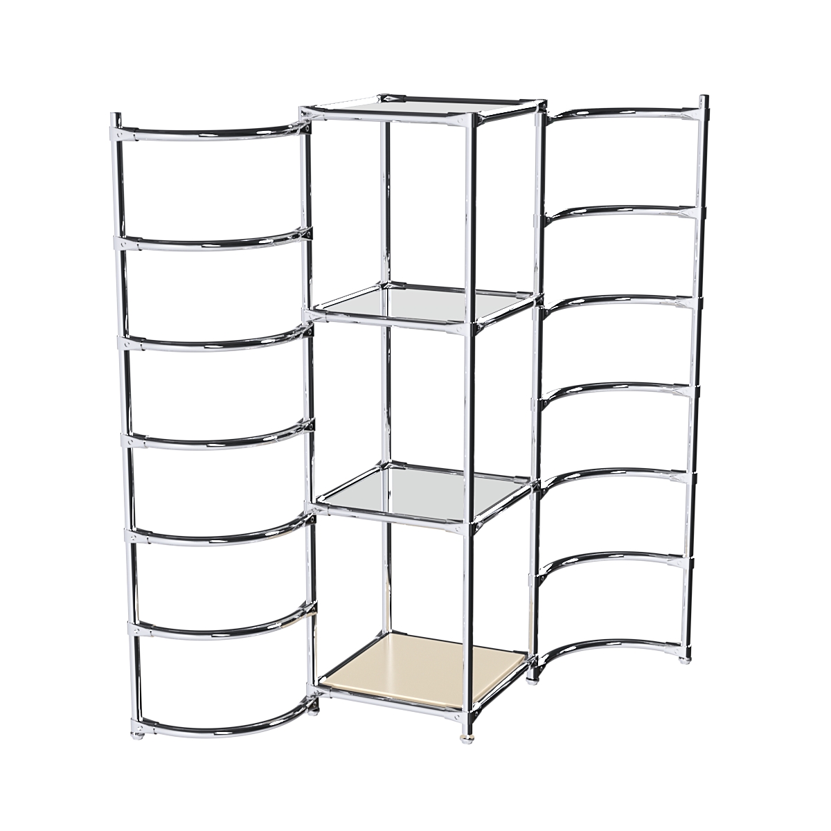 Хромированное вешало ДУГА №1-4 с зеркальными полками 4 мм Крем Вайс