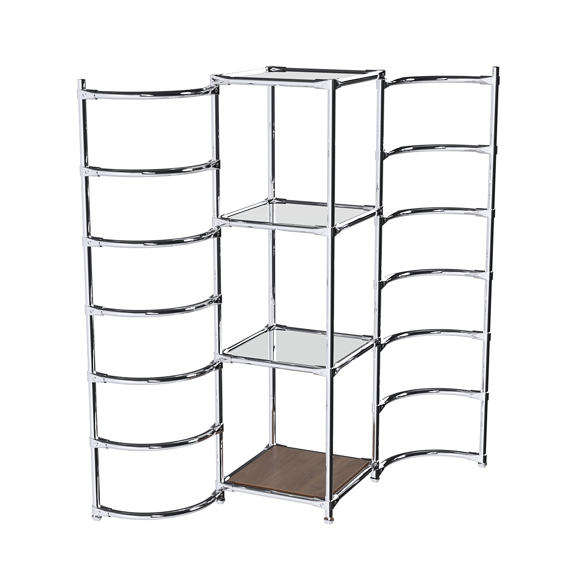 Хромированное вешало ДУГА №1-4 с зеркальными полками 4 мм Орех