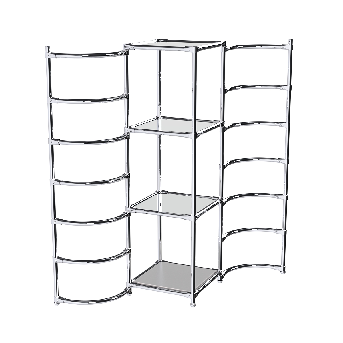 Хромированное вешало ДУГА №1-4 с зеркальными полками 4 мм Серый