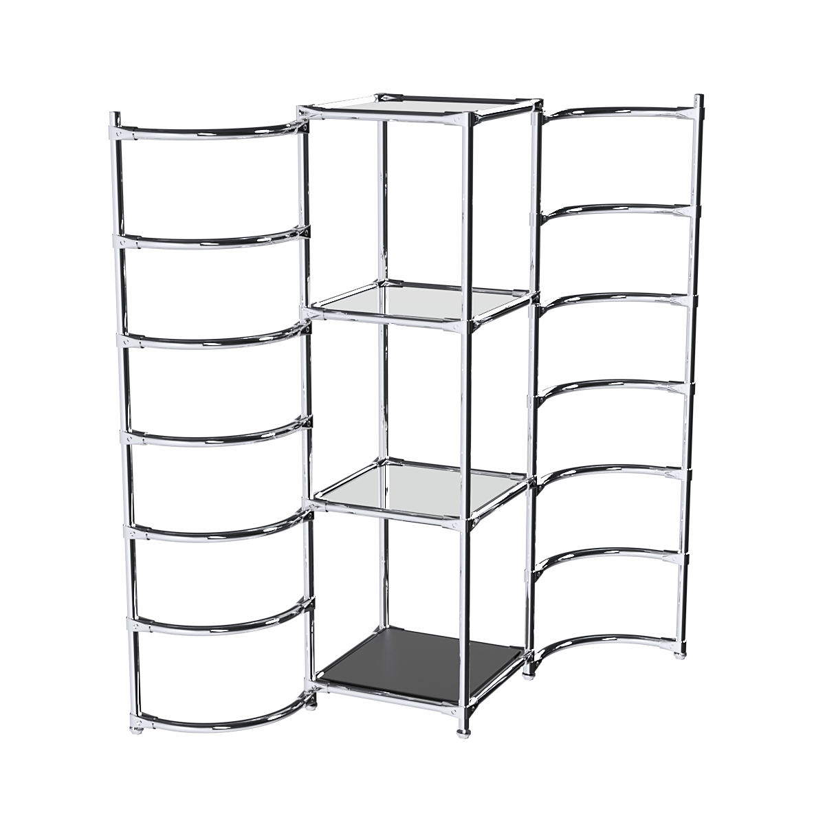 Хромированное вешало ДУГА №1-4 с зеркальными полками 4 мм Черный