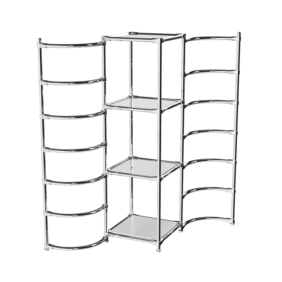 Хромированное вешало ДУГА №1-4 с зеркальными полками 4 мм Ясень Анкор светлый - U31104