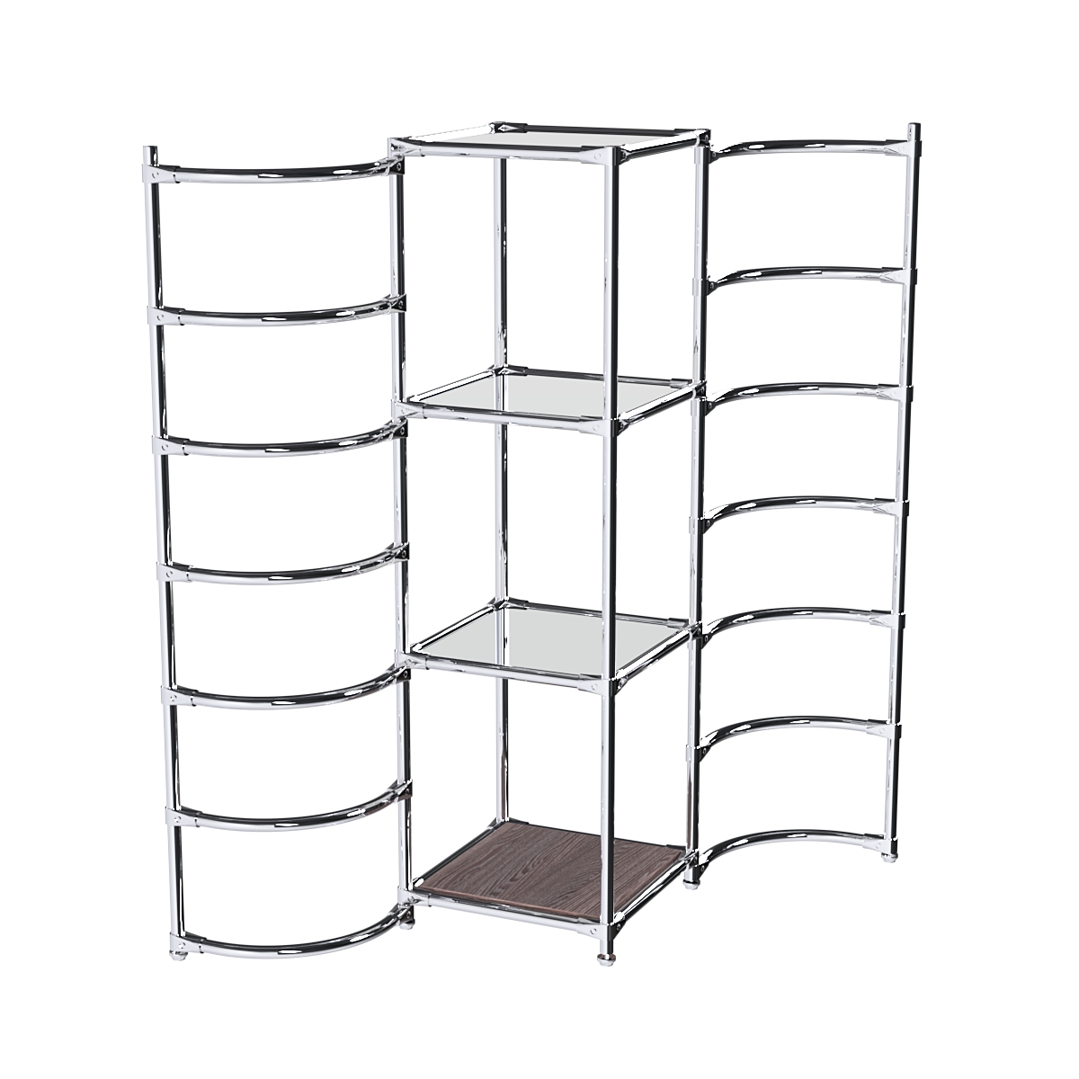 Хромированное вешало ДУГА №1-4 с зеркальными полками 4 мм Ясень Анкор темный - U31105