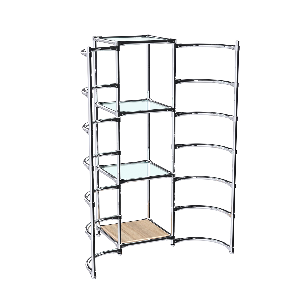 Хромированное вешало ДУГА №2-1 с полками стекло 6 мм Дуб Сонома