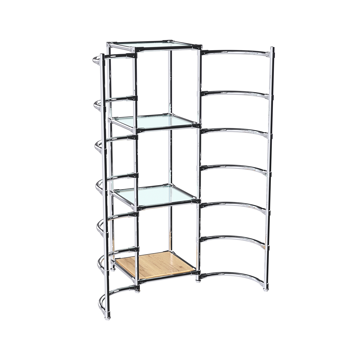 Хромированное вешало ДУГА №2-1 с полками стекло 6 мм Дуб Золотистый