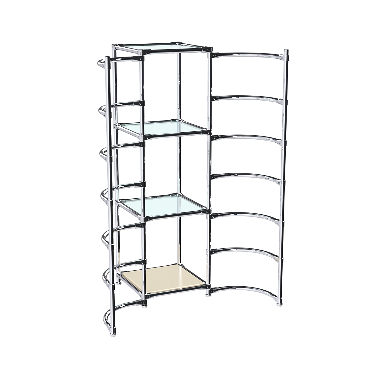 Хромированное вешало ДУГА №2-1 с полками стекло 6 мм Крем Вайс