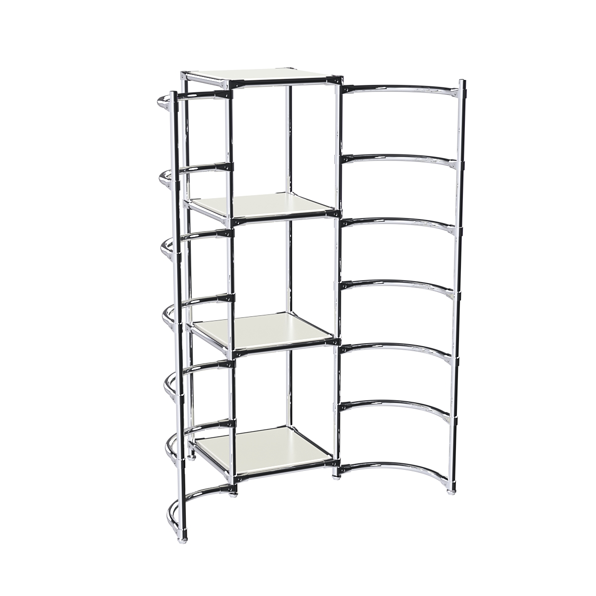 Хромированное вешало ДУГА №2-3 с полками ДСП 16 мм Белый