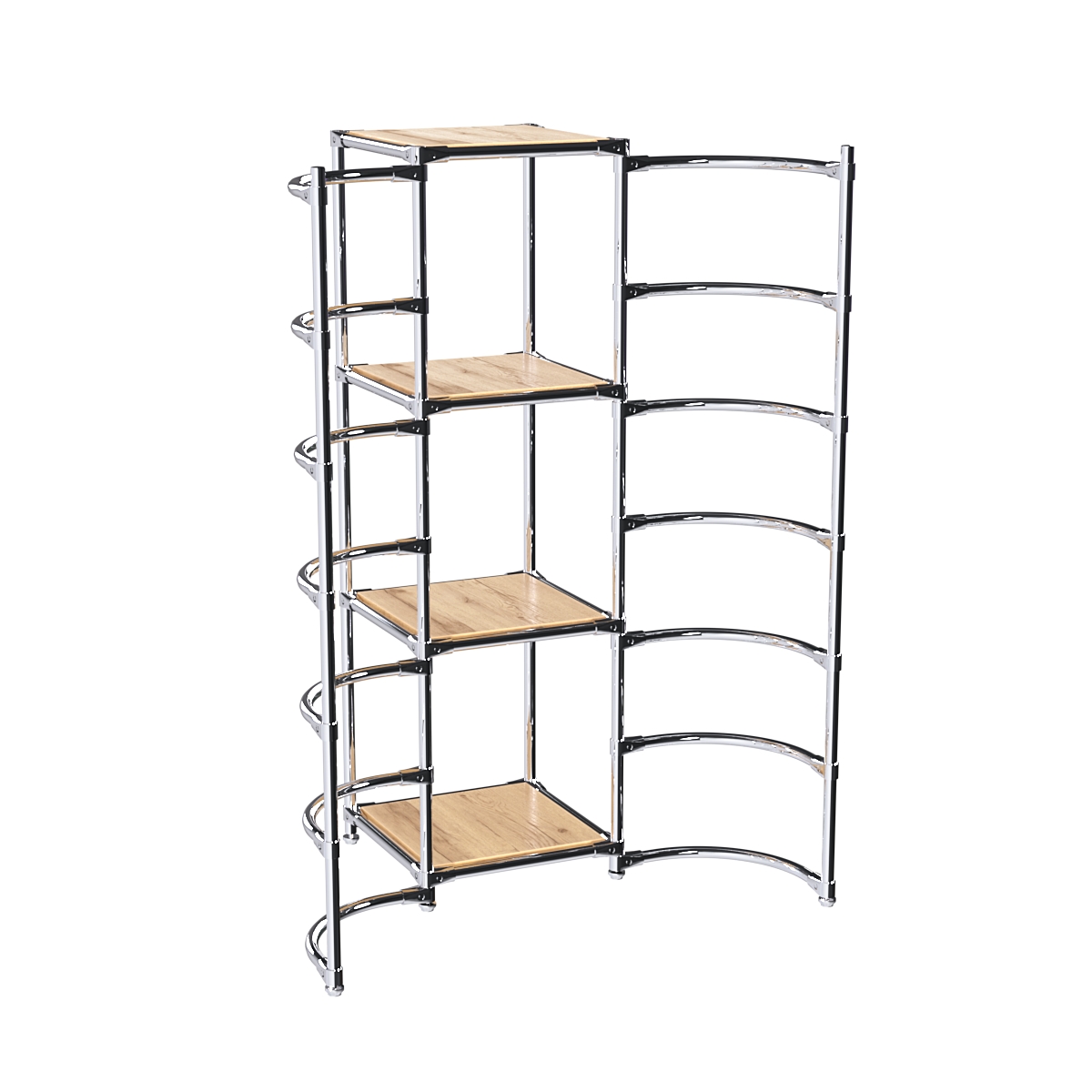 Хромированное вешало ДУГА №2-3 с полками ДСП 16 мм Дуб Золотистый