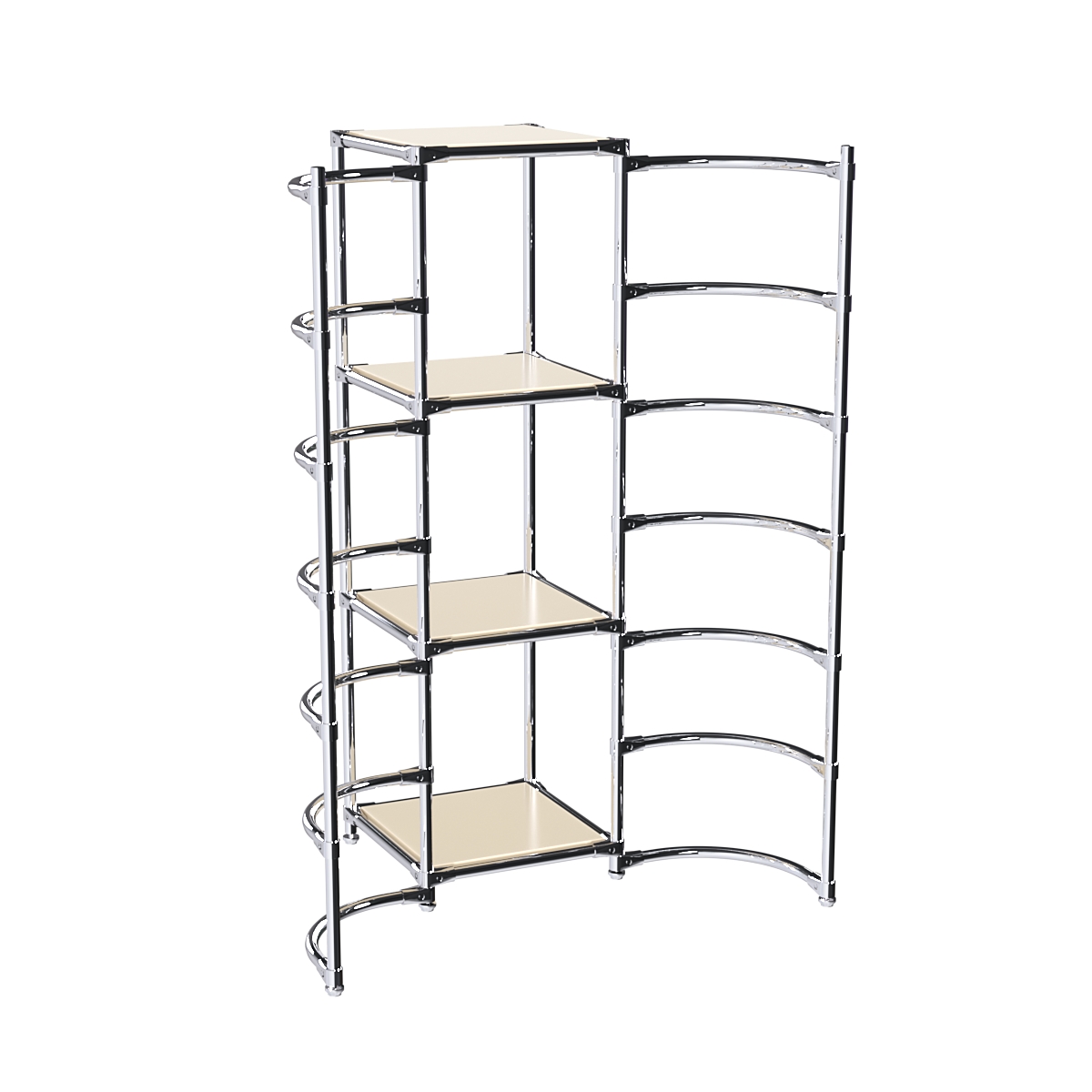 Хромированное вешало ДУГА №2-3 с полками ДСП 16 мм Крем Вайс