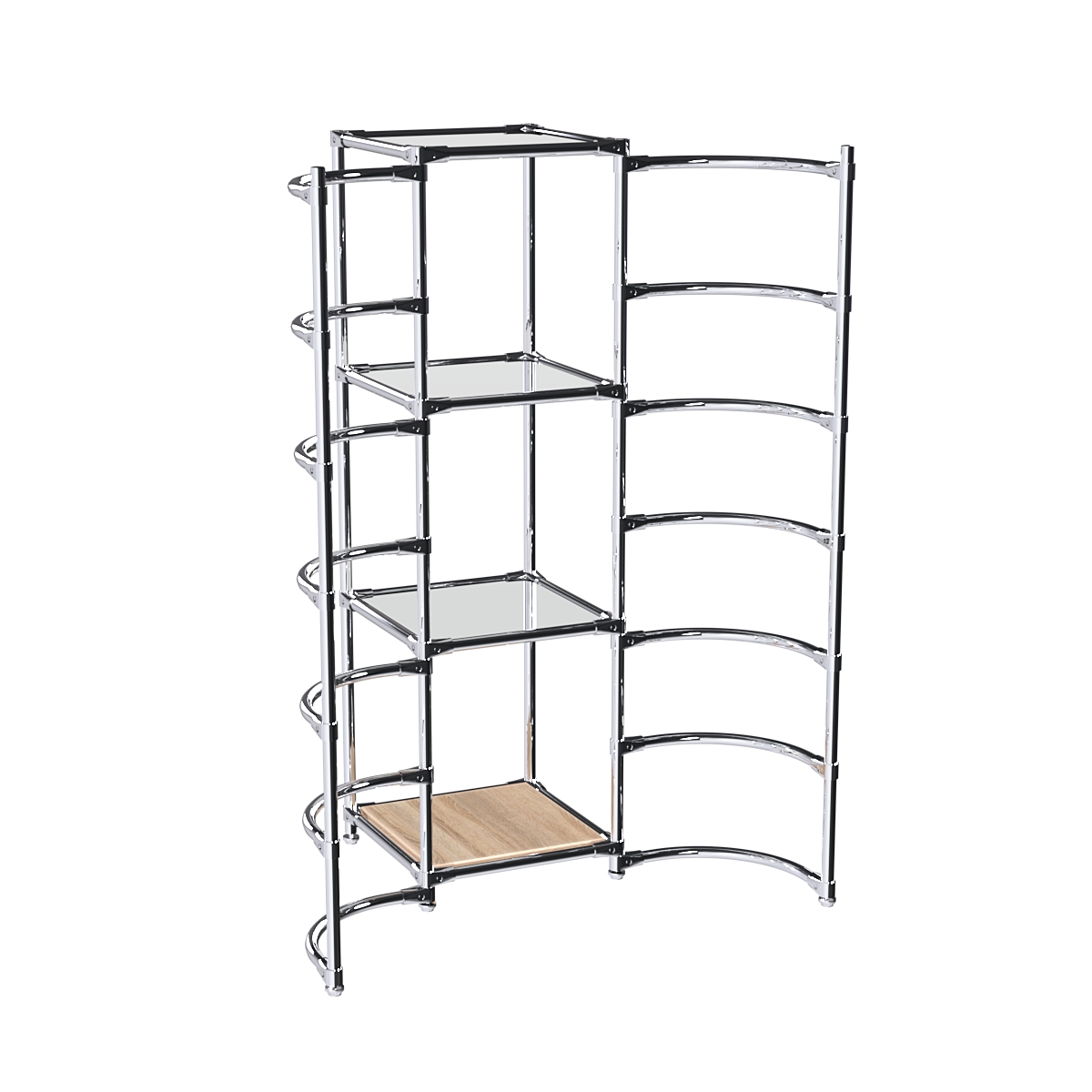 Хромированное вешало ДУГА №2-4 с зеркальными полками 4 мм Дуб Сонома