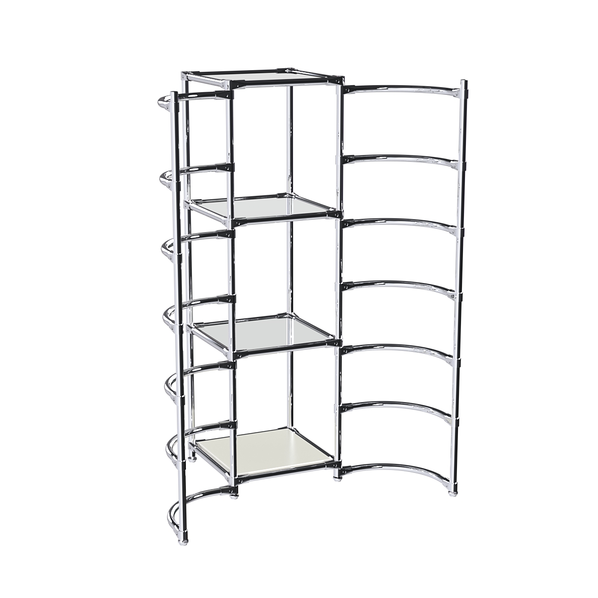 Хромированное вешало ДУГА №2-4 с зеркальными полками 4 мм Белый