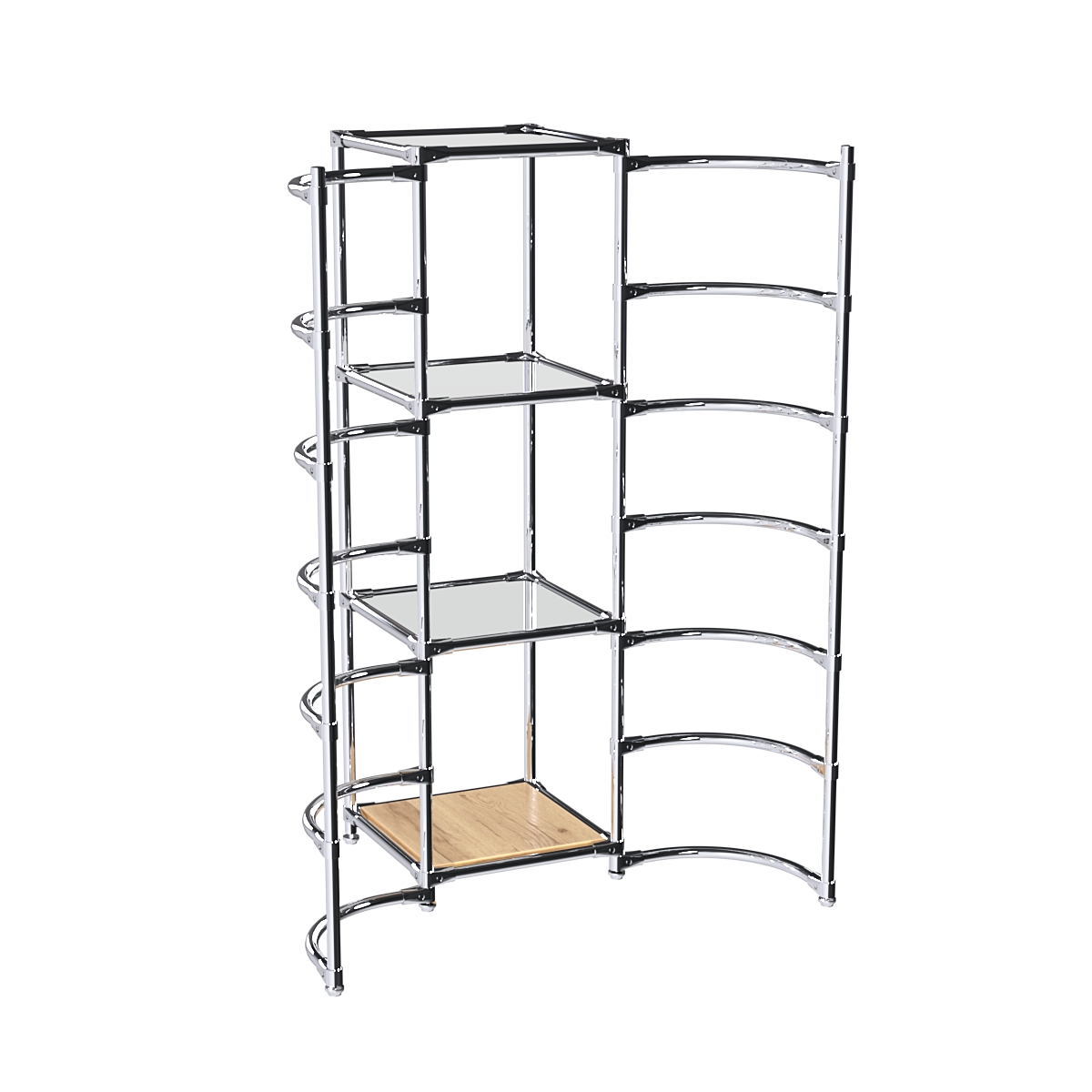 Хромированное вешало ДУГА №2-4 с зеркальными полками 4 мм Дуб Золотистый