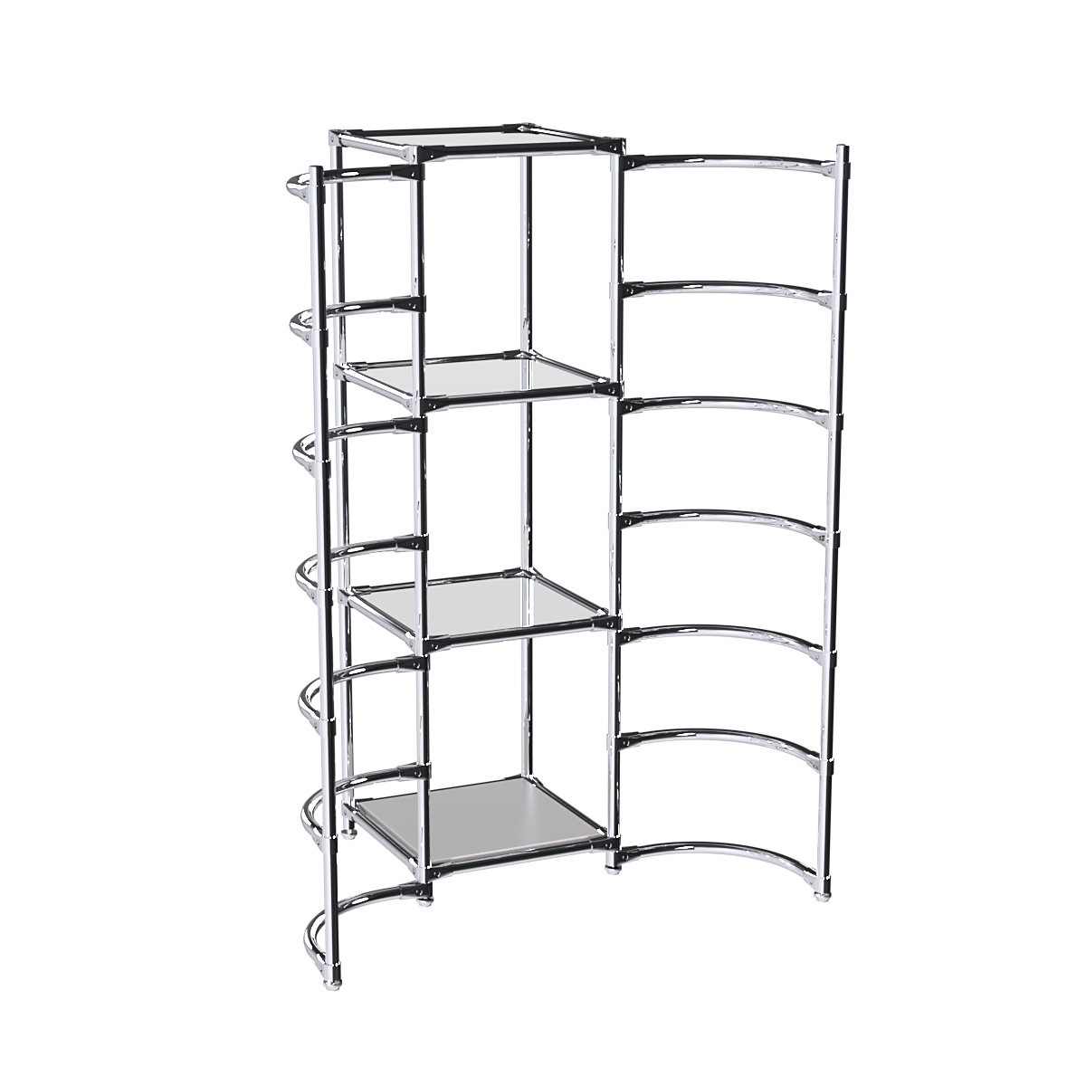 Хромированное вешало ДУГА №2-4 с зеркальными полками 4 мм Серый