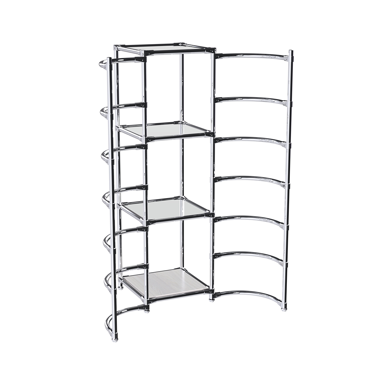 Хромированное вешало ДУГА №2-4 с зеркальными полками 4 мм Ясень Анкор светлый - U31104