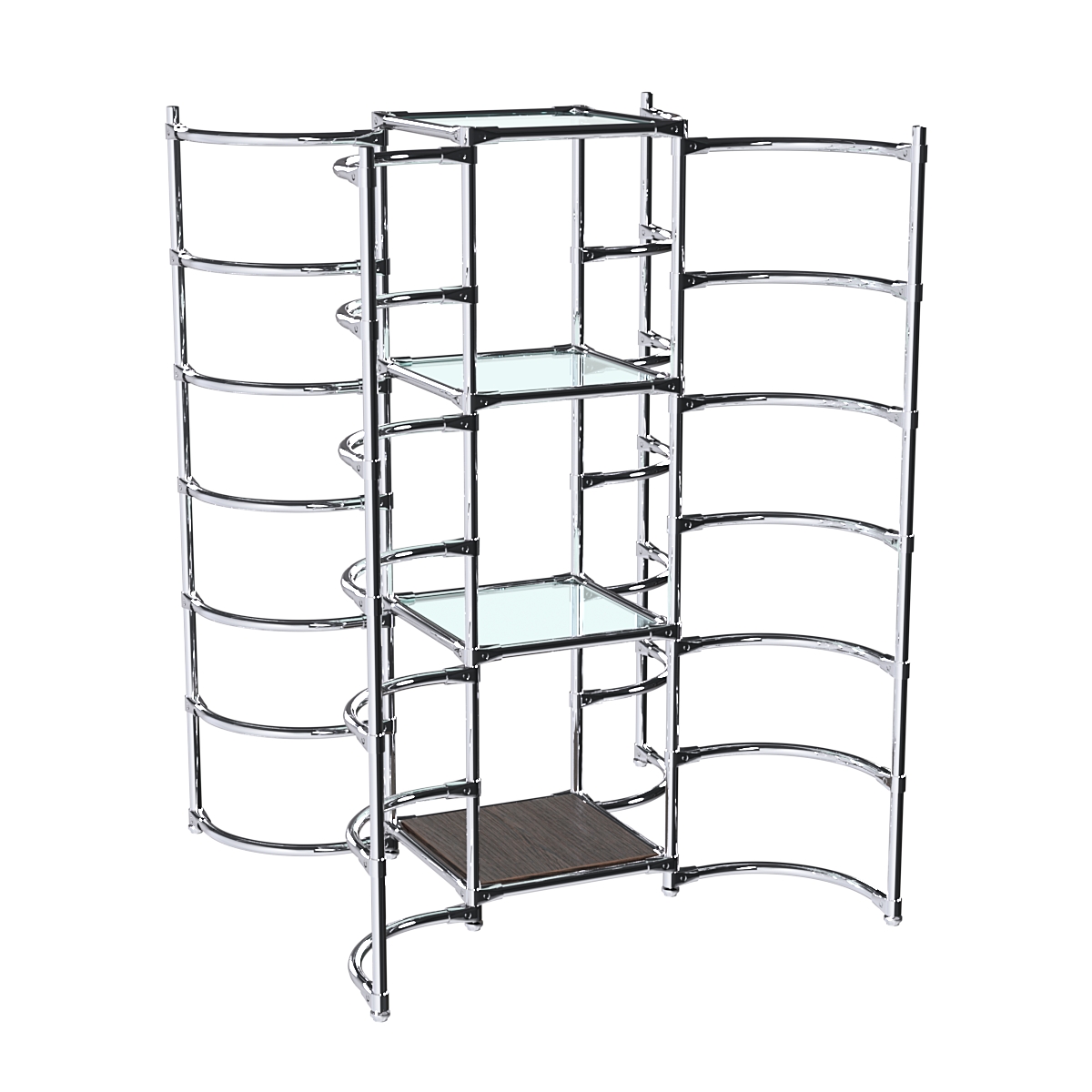 Хромированное вешало ДУГА №3-1 с полками стекло 6 мм Дуб Венге