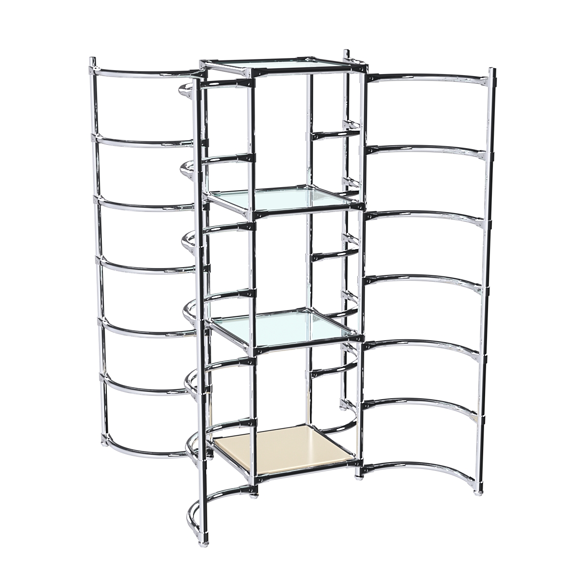 Хромированное вешало ДУГА №3-1 с полками стекло 6 мм Крем Вайс