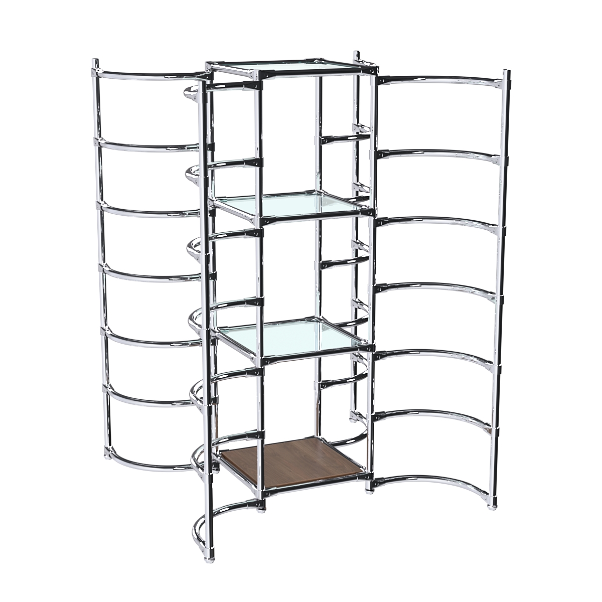 Хромированное вешало ДУГА №3-1 с полками стекло 6 мм Орех