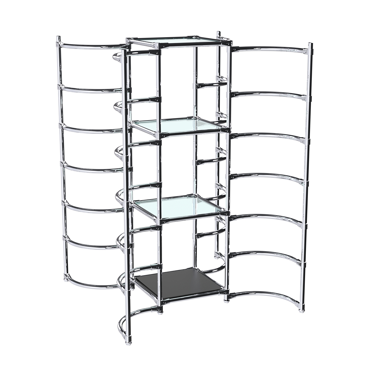 Хромированное вешало ДУГА №3-1 с полками стекло 6 мм Черный