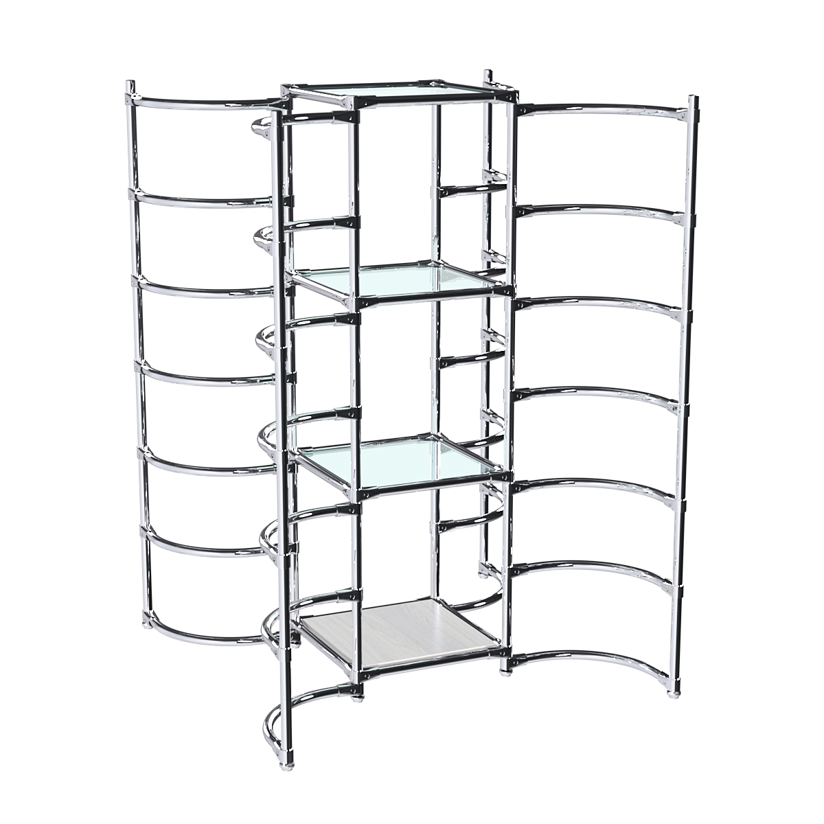 Хромированное вешало ДУГА №3-1 с полками стекло 6 мм Ясень Анкор светлый - U31104