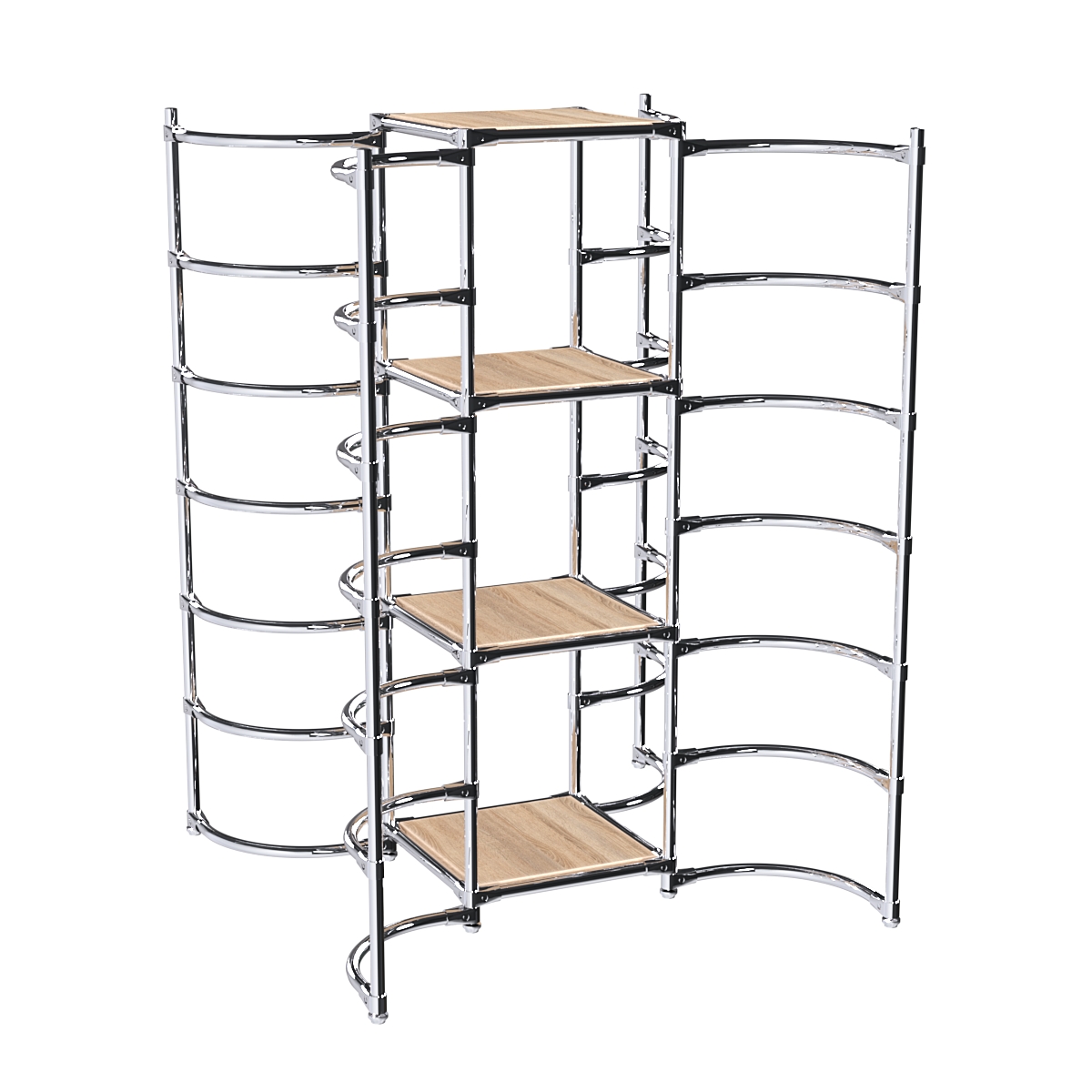 Хромированное вешало ДУГА №3-3 с полками ДСП 16 мм Дуб Сонома