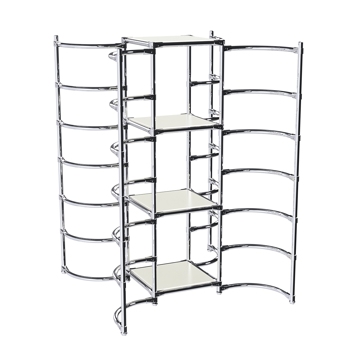 Хромированное вешало ДУГА №3-3 с полками ДСП 16 мм Белый