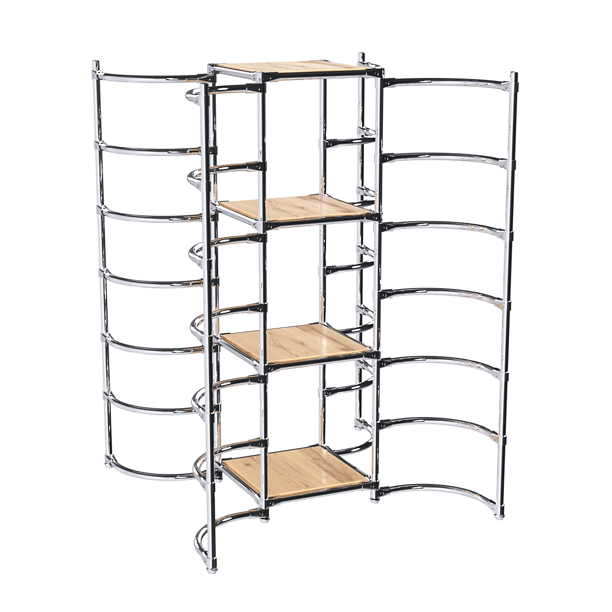 Хромированное вешало ДУГА №3-3 с полками ДСП 16 мм Дуб Золотистый