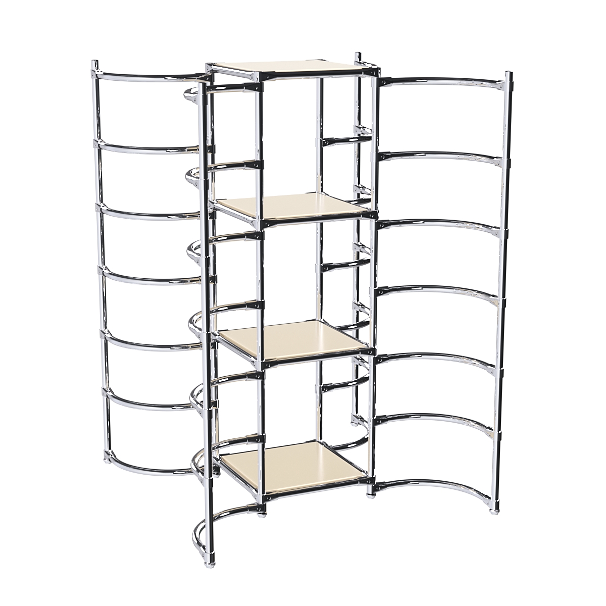 Хромированное вешало ДУГА №3-3 с полками ДСП 16 мм Крем Вайс