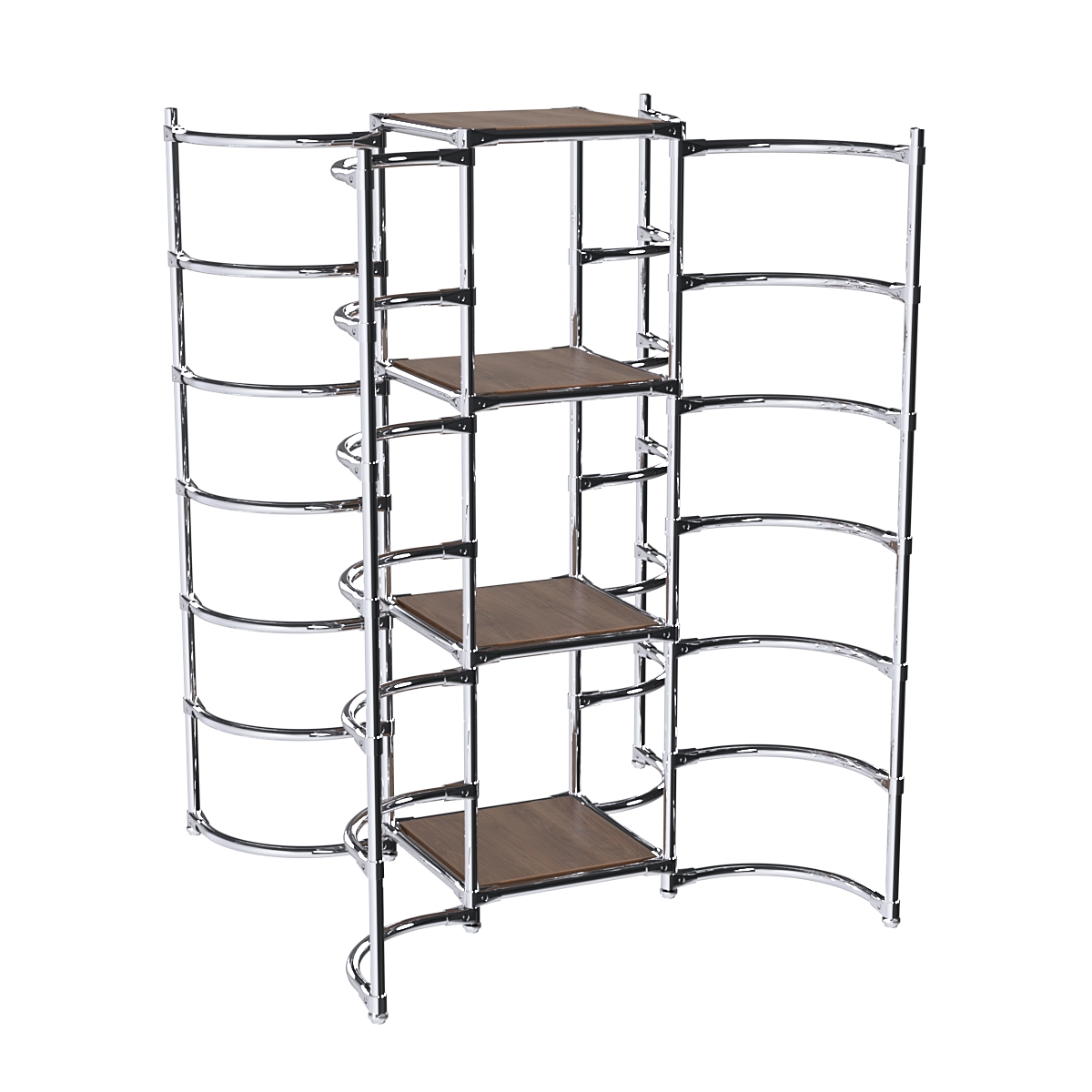 Хромированное вешало ДУГА №3-3 с полками ДСП 16 мм Орех