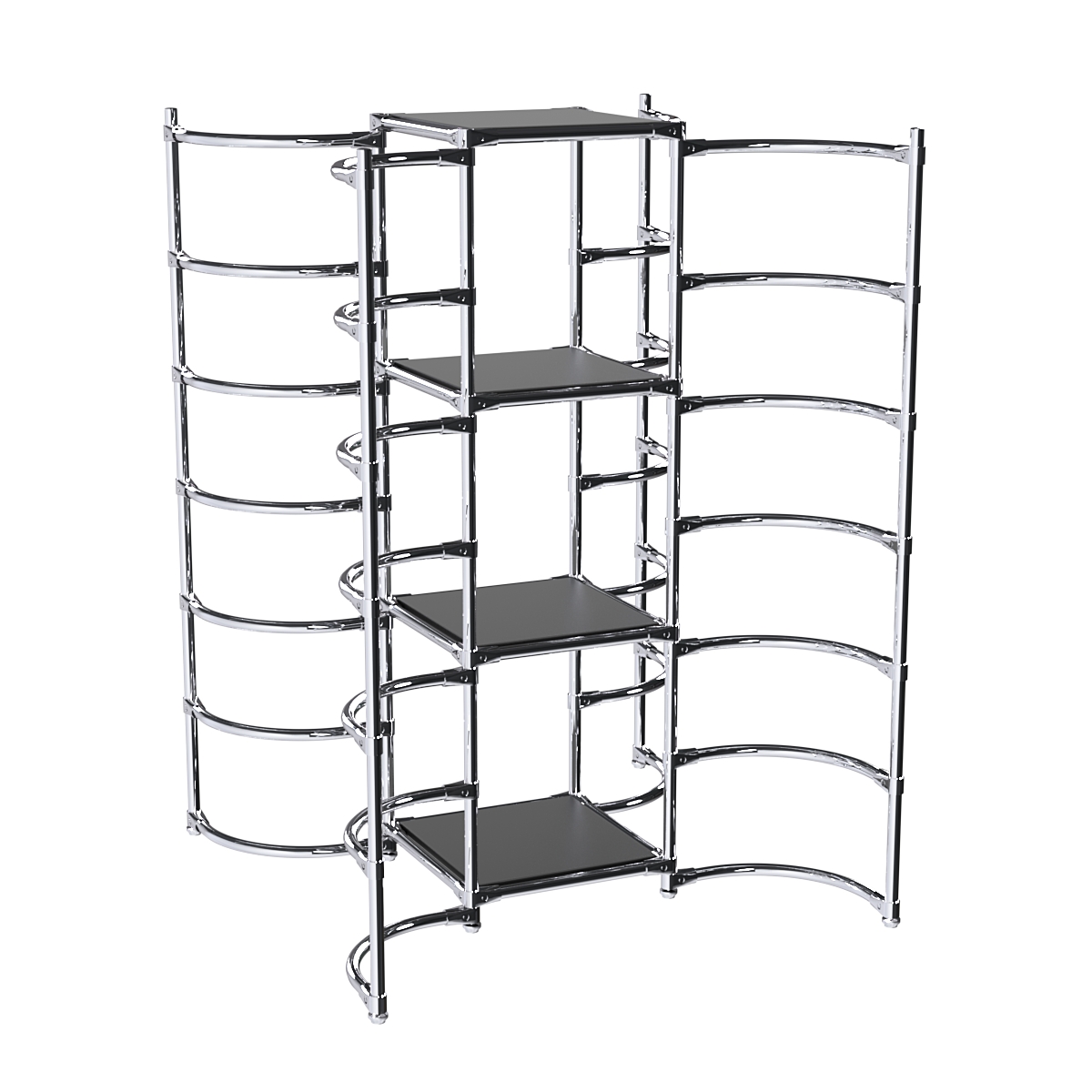 Хромированное вешало ДУГА №3-3 с полками ДСП 16 мм Черный