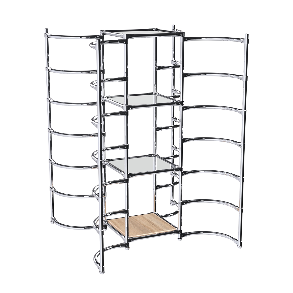 Хромированное вешало ДУГА №3-4 с зеркальными полками 4 мм Дуб Сонома