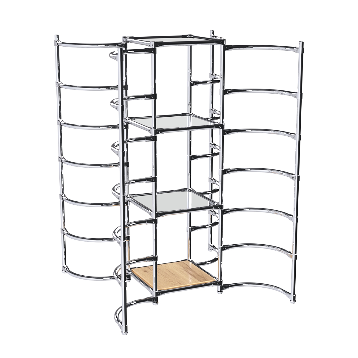 Хромированное вешало ДУГА №3-4 с зеркальными полками 4 мм Дуб Золотистый