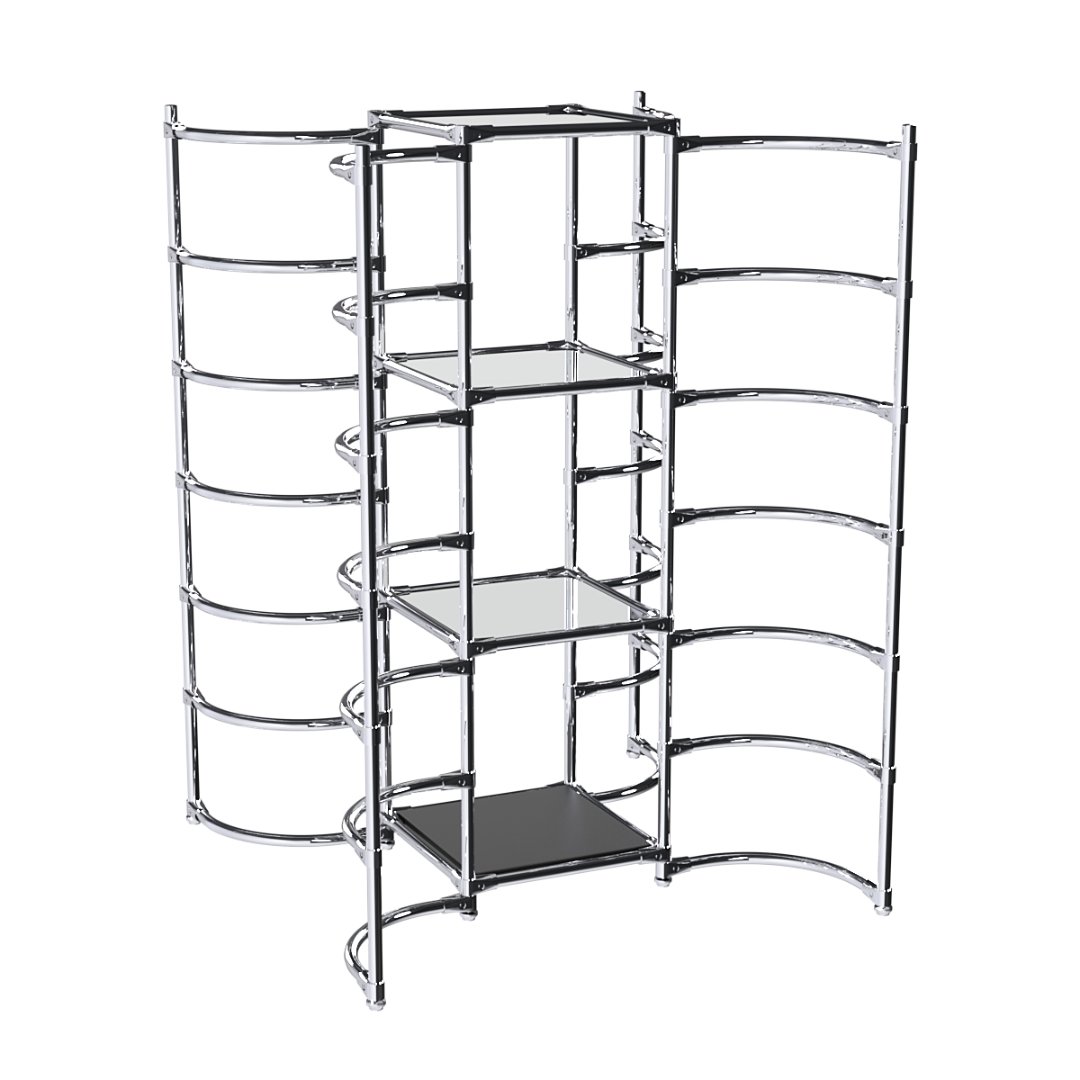 Хромированное вешало ДУГА №3-4 с зеркальными полками 4 мм Черный