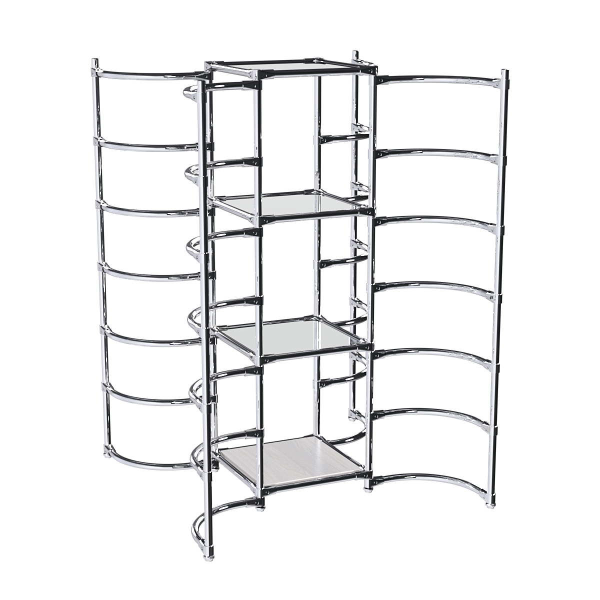 Хромированное вешало ДУГА №3-4 с зеркальными полками 4 мм Ясень Анкор светлый - U31104