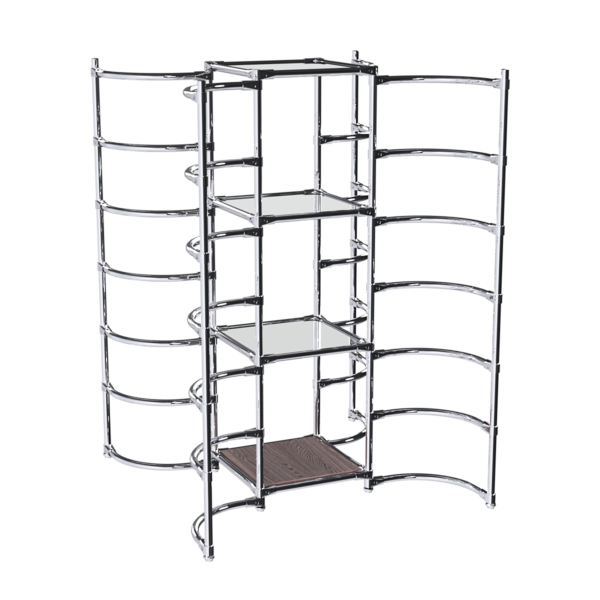 Хромированное вешало ДУГА №3-4 с зеркальными полками 4 мм Ясень Анкор темный - U31105