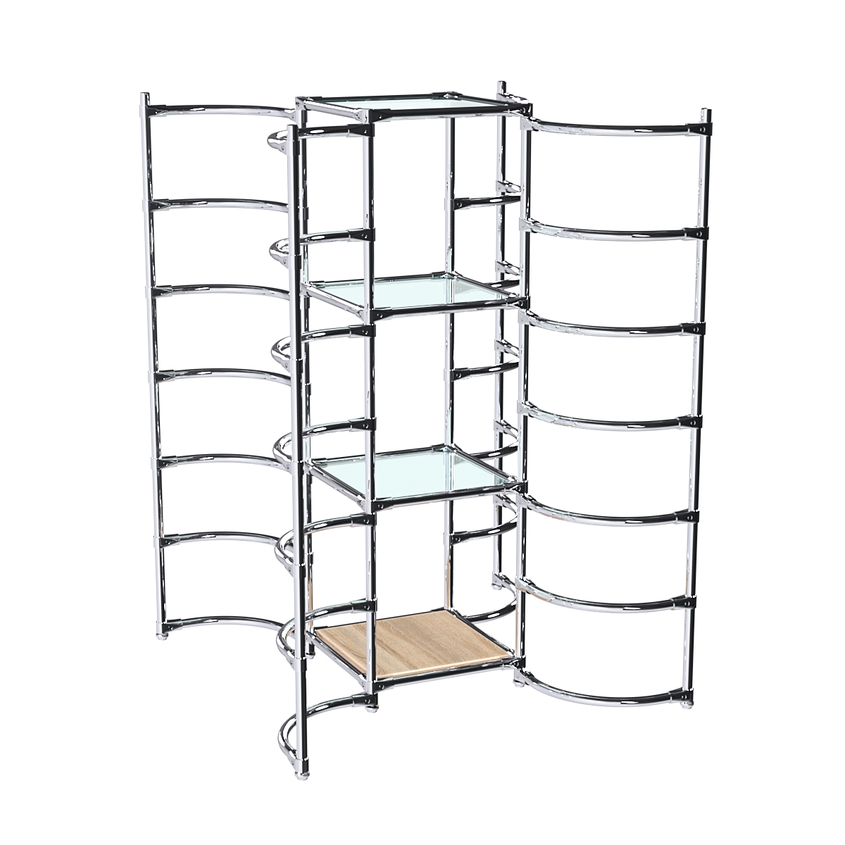 Хромированное вешало ДУГА №4-1 с полками стекло 6 мм Дуб Сонома