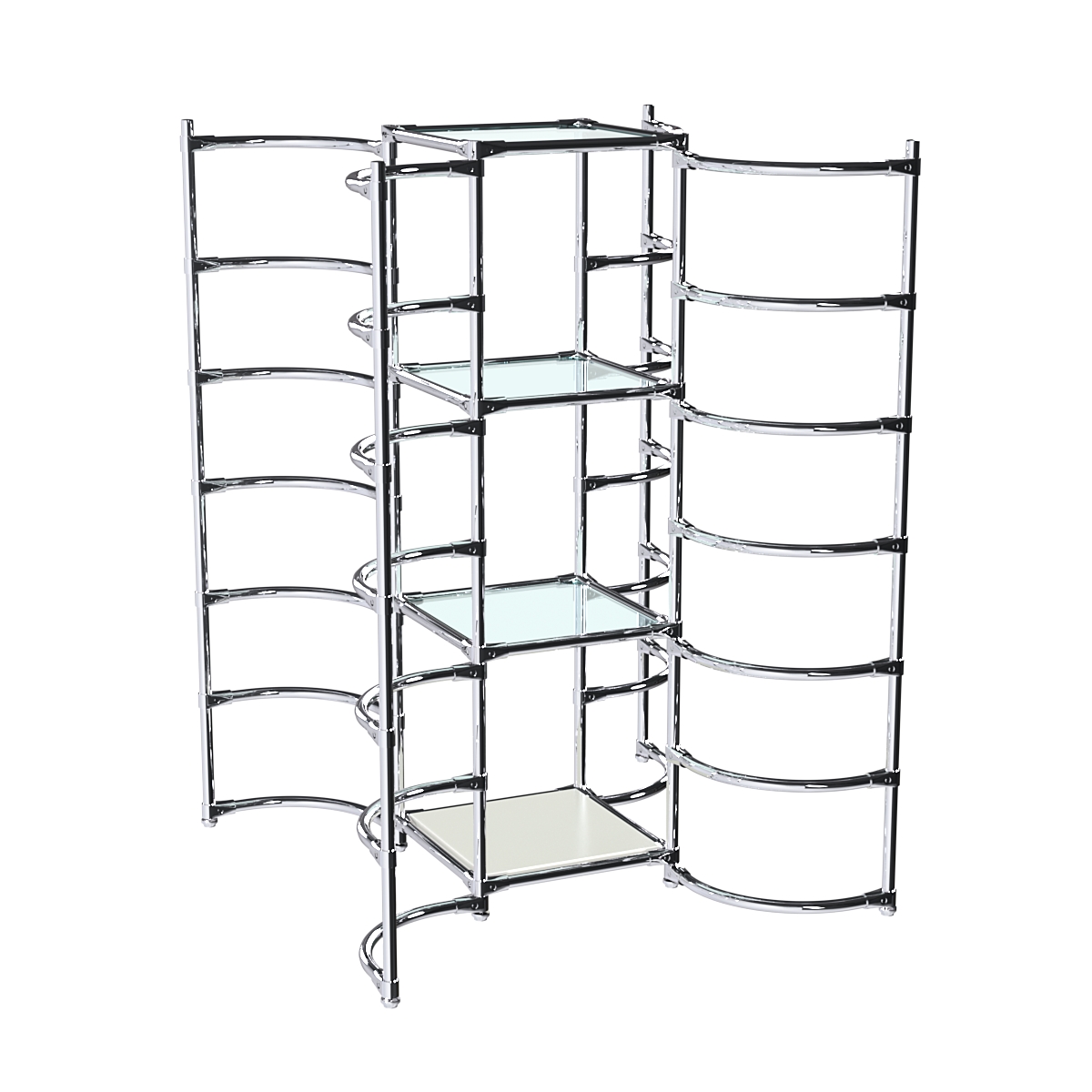 Хромированное вешало ДУГА №4-1 с полками стекло 6 мм Белый