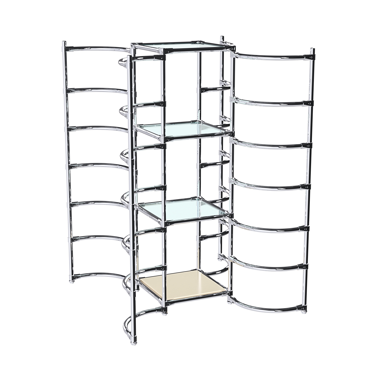 Хромированное вешало ДУГА №4-1 с полками стекло 6 мм Крем Вайс