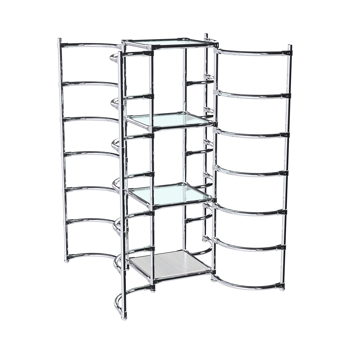 Хромированное вешало ДУГА №4-1 с полками стекло 6 мм Ясень Анкор светлый - U31104