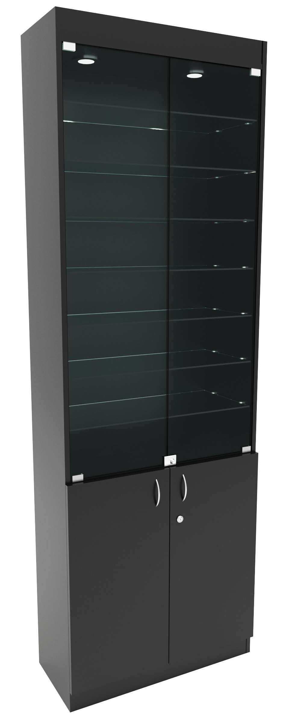 Стеклянная витрина №6-1 с каркасом из ДСП (задняя стенка - ДВП) Черный