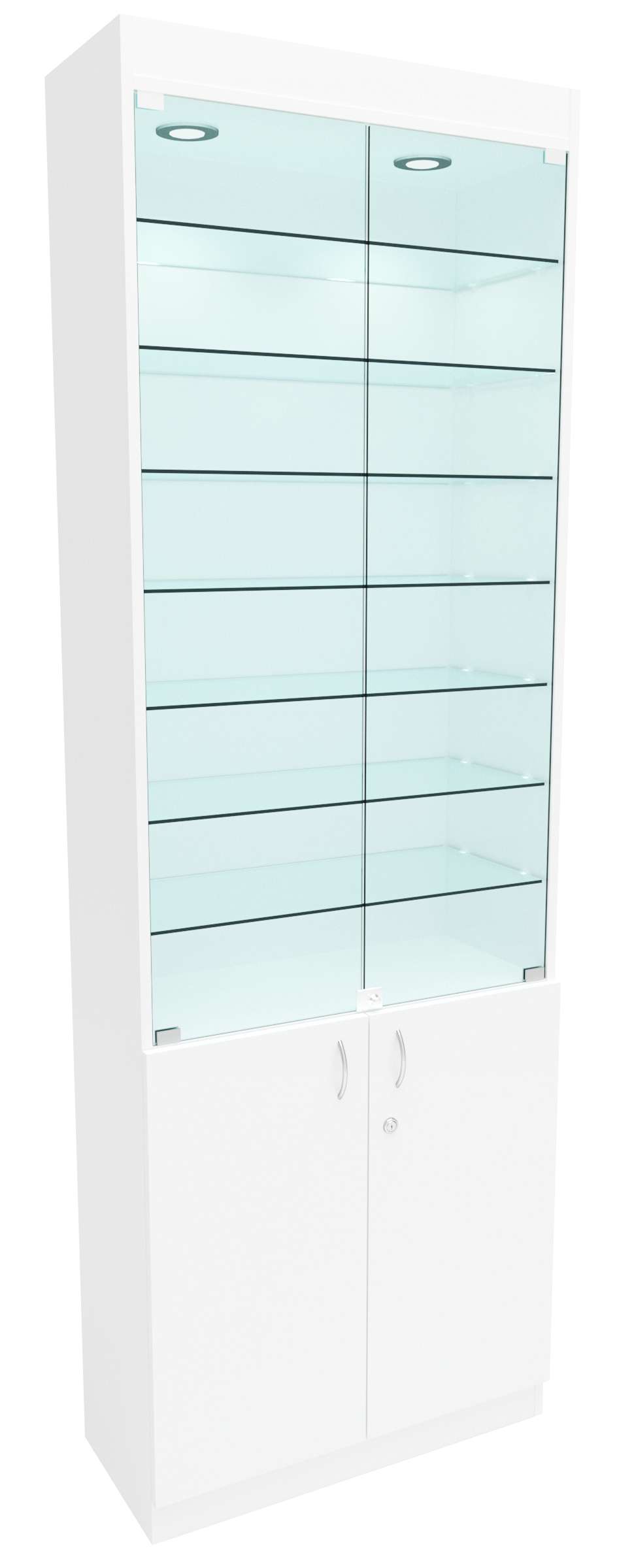 Стеклянная витрина №6-1 с каркасом из ДСП (задняя стенка - ДВП) Белый