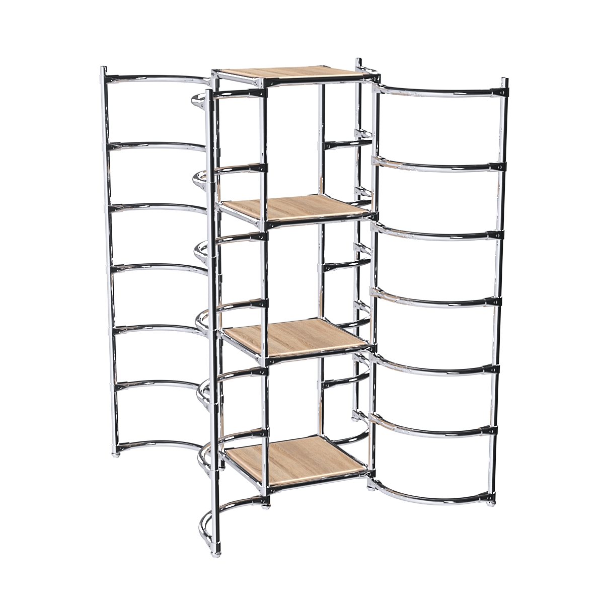 Хромированное вешало ДУГА №4-3 с полками ДСП 16 мм Дуб Сонома