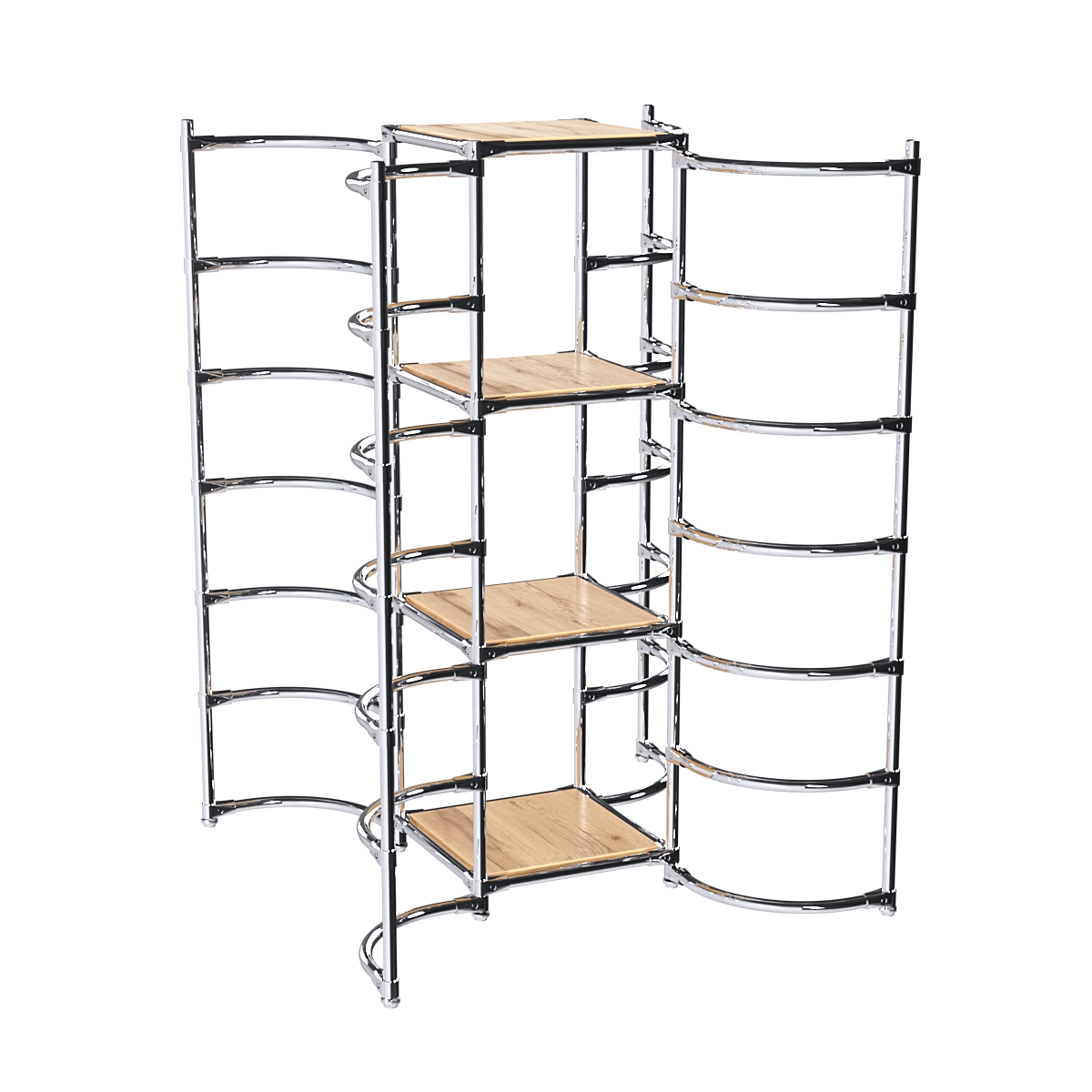 Хромированное вешало ДУГА №4-3 с полками ДСП 16 мм Дуб Золотистый