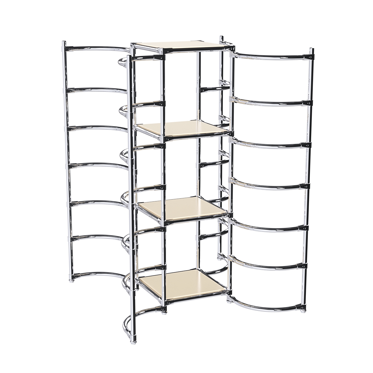 Хромированное вешало ДУГА №4-3 с полками ДСП 16 мм Крем Вайс