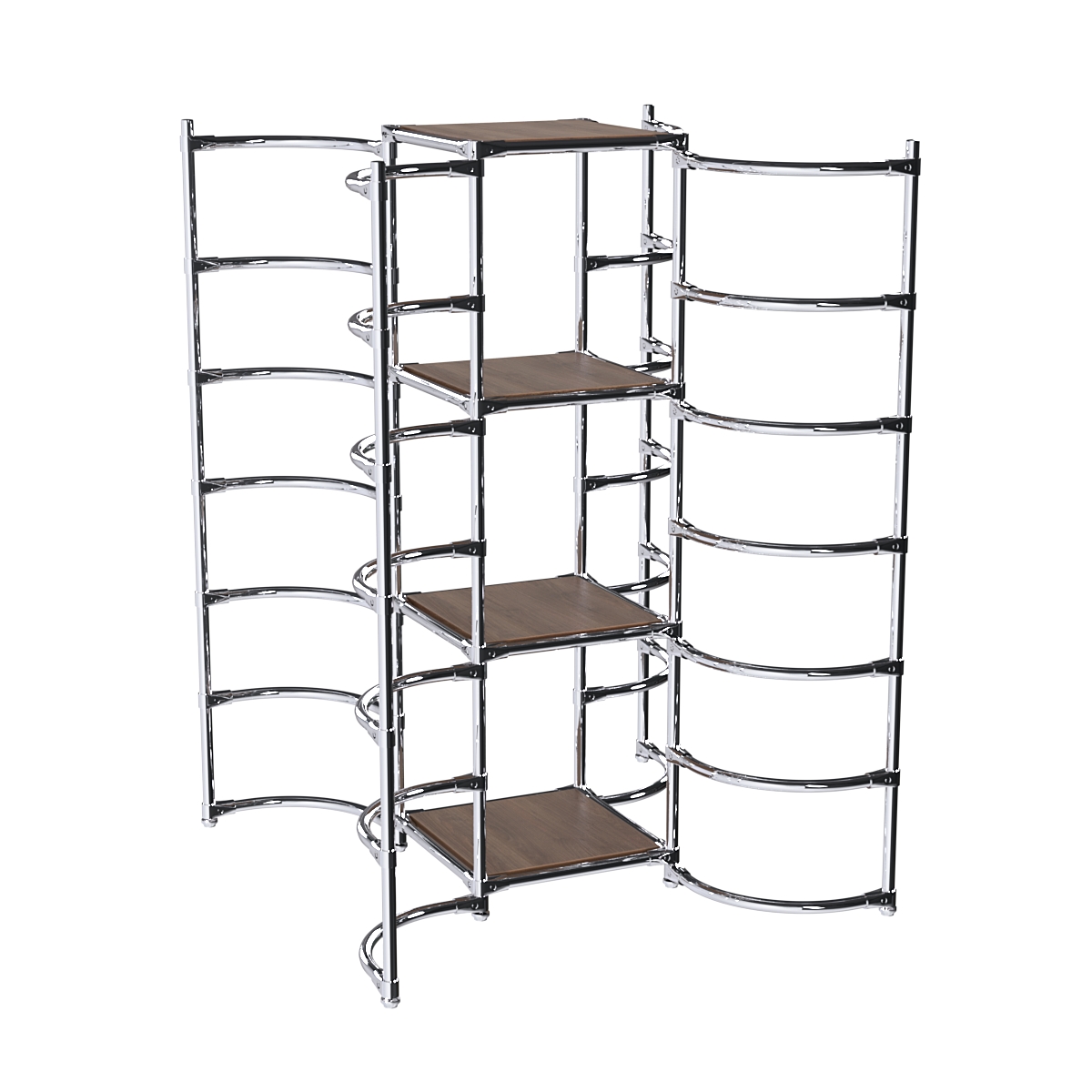 Хромированное вешало ДУГА №4-3 с полками ДСП 16 мм Орех