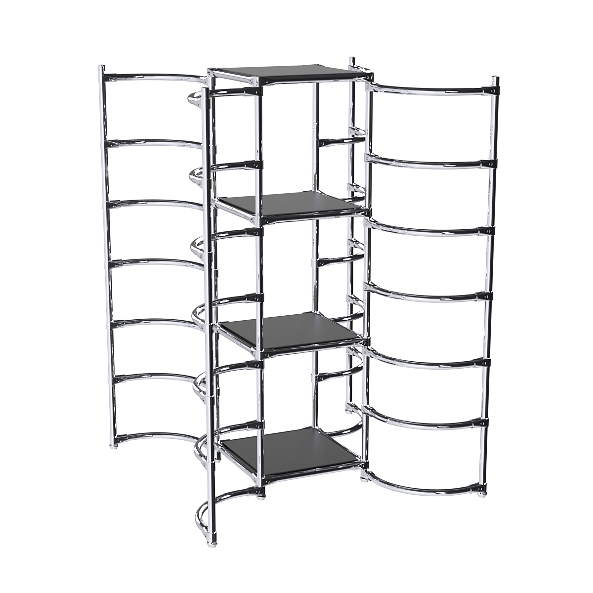 Хромированное вешало ДУГА №4-3 с полками ДСП 16 мм Черный